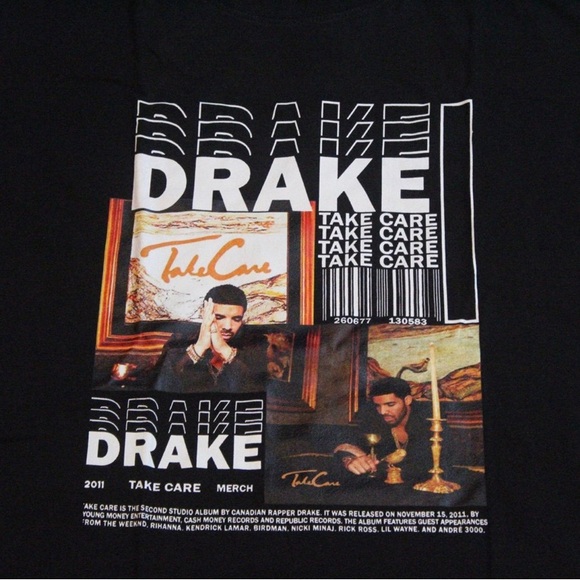 Unisex Drake Take Care Album Cover 2011 Hip Hop Rap Spotify Graphic T-Shirt Lg - Picture 2 of 4